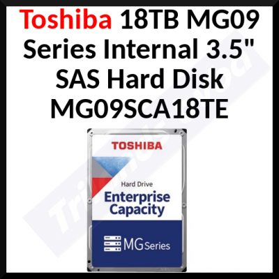Toshiba 18TB MG09 Series Internal 3.5" SAS Hard Disk MG09SCA18TE - Hard drive - encrypted - 18 TB - internal - 3.5" - SAS 12Gb/s - 7200 rpm - buffer: 512 MB